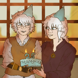 wynn and riley holding a birthday cake